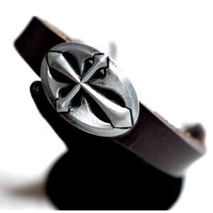 The Luke Cross Hemp Cord Dark Brown Leather Adjustable Unisex Bracelet